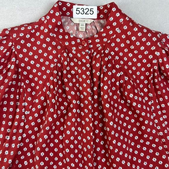 Joie Blouse Womens XXS Aztec Tangia Red Ikat Print Long Dolman Sleeve - Picture 6 of 8